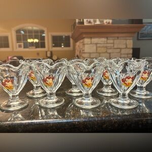 Vintage Borden Ice Cream Sundae Glass Set of 8 Elsie the Cow